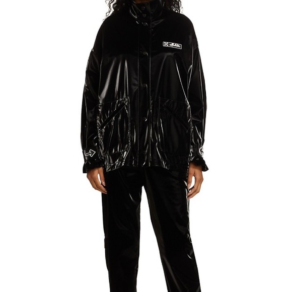 Off-White Glossy Velvet-Trimmed Track Jacket - Picture 5 of 14